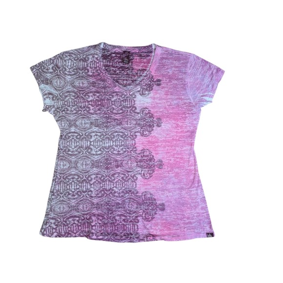 Prana Tops - Prana XL Pink Purple Graphic Yoga Hiking Tee Boho Athleisure USA
